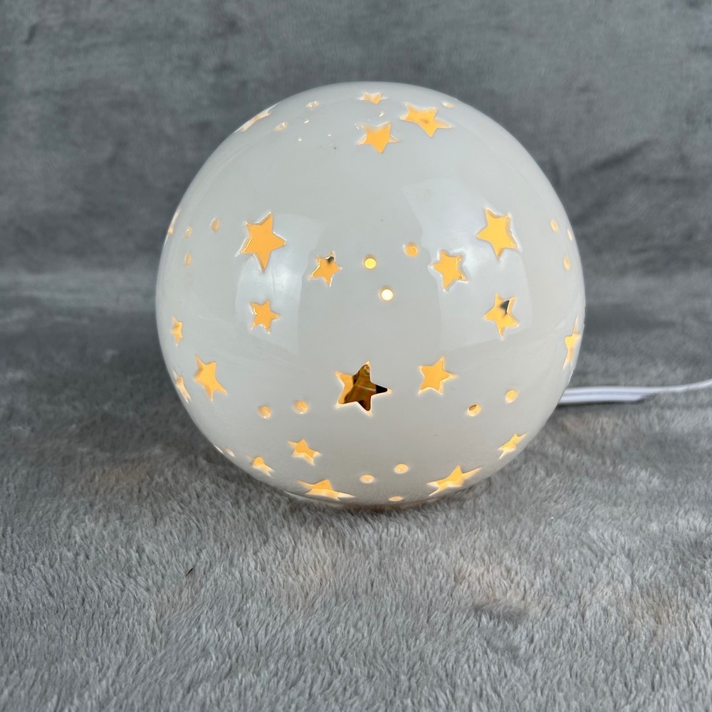 White Ceramic Starry Globe Light Electric Celestial Table Lamp 5.5 inch